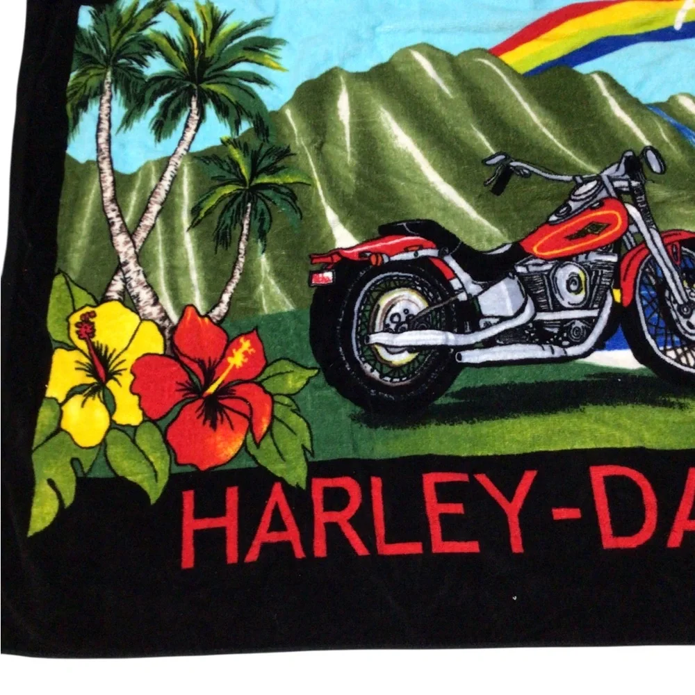 Harley-Davidson Hawaii Beach Towel Folds In Drawstring Bag
